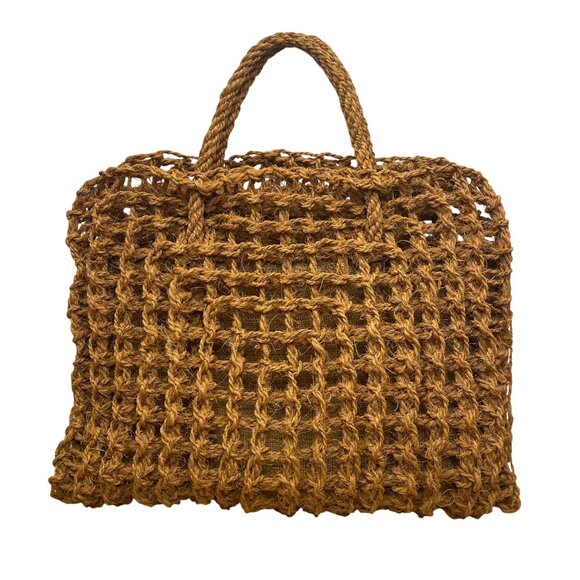 Women’s Natural Brown Woven Jute Open Weave Eco-Friendly Handbag Tote Bag - Picture 3 of 7